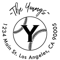 Baseball Outline Letter Y Monogram Stamp Sample